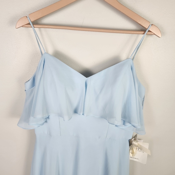 Morilee Madeline Gardner Sky Blue Chiffon Bridesmaid Dress Gown Size 14 #0394 - Picture 2 of 13
